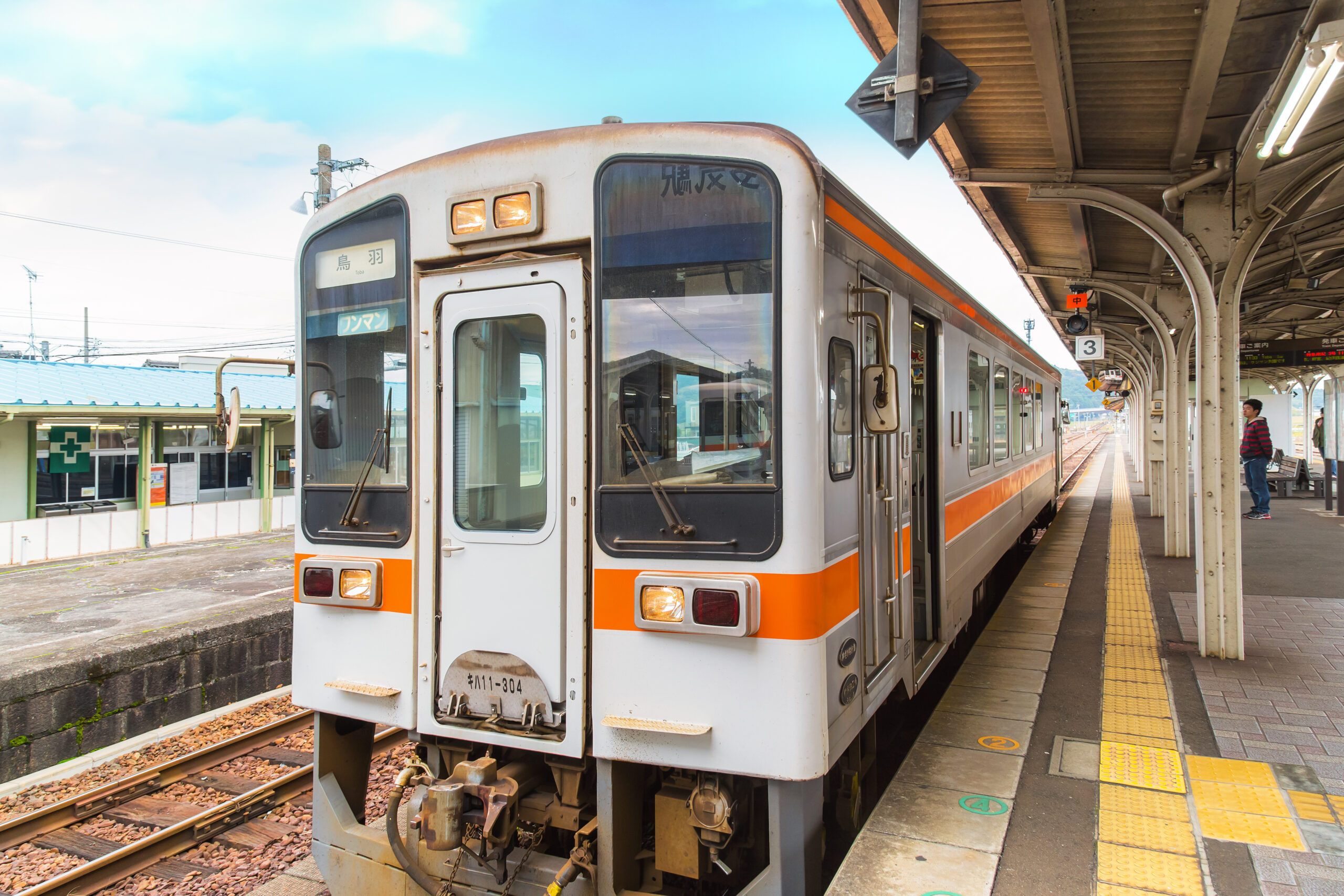 local train in Kyoto, Japan; public transit/transportation