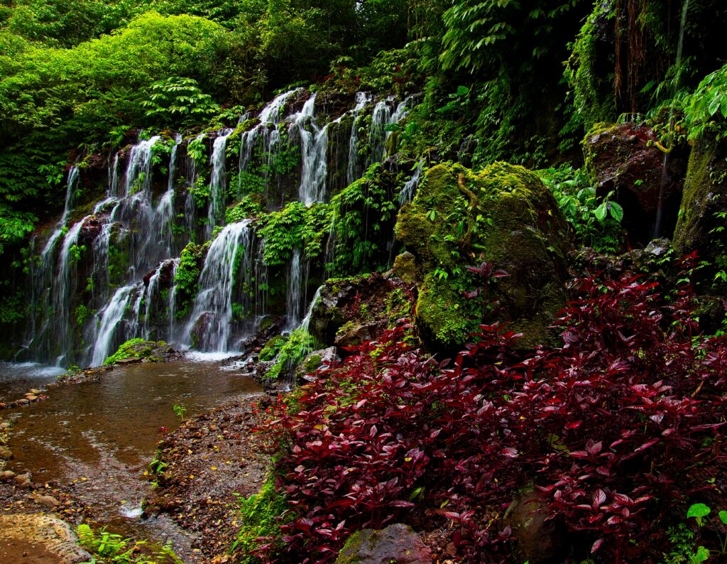 beautiful waterfall in bali, indonesia