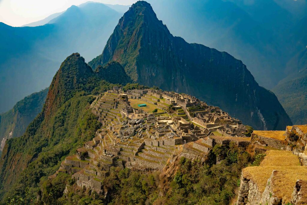machu picchu in the south american andes mountains of peru